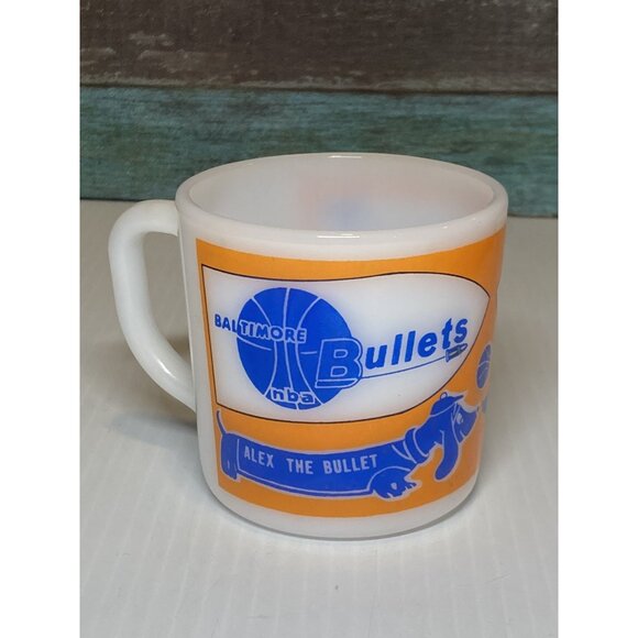 RARE 1960's Baltimore Bullets Alex The Bullet Westfield White Glass Mug - Picture 1 of 7